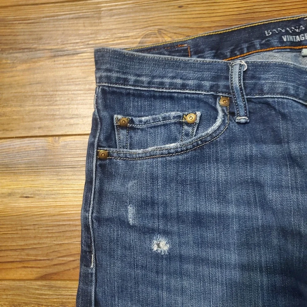 Banana Republic Vintage Straight Jeans Mens 34x30 Blue Denim Cotton Distressed